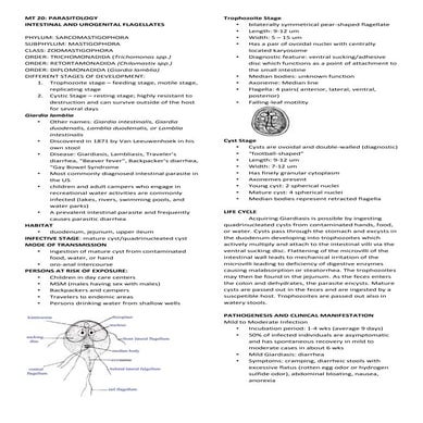 Intestinal Flagellates notes 2014