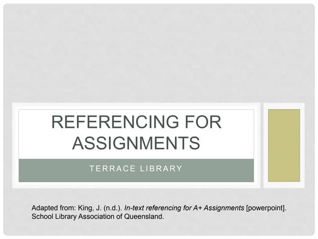 Intext referencing and bibliographies 2014 terrace