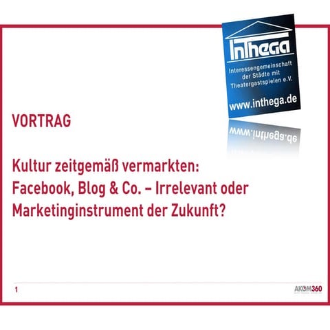 INTHEGA: Kultur zeitgemäß vermarkten. Facebook, Blog & Co. – Irrelevant oder ...
