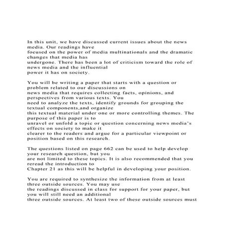 In this unit, we have discussed current issues about the news .docx