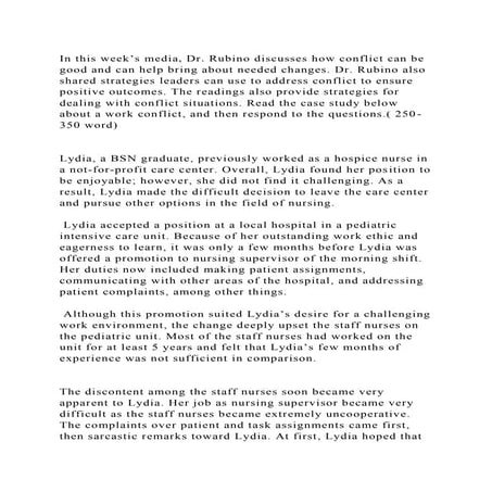 In this week’s media, Dr. Rubino discusses how conflict can be good .docx