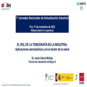 El rol de la tomografía en la industria: aplicaciones aeronáuticas y en el se...