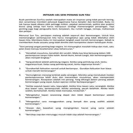 Intisari 101 seni perang sun tzu
