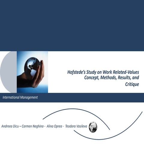 Hofstede - Cultural differences in international management