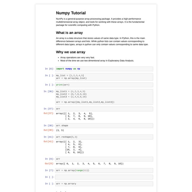Intoduction to numpy