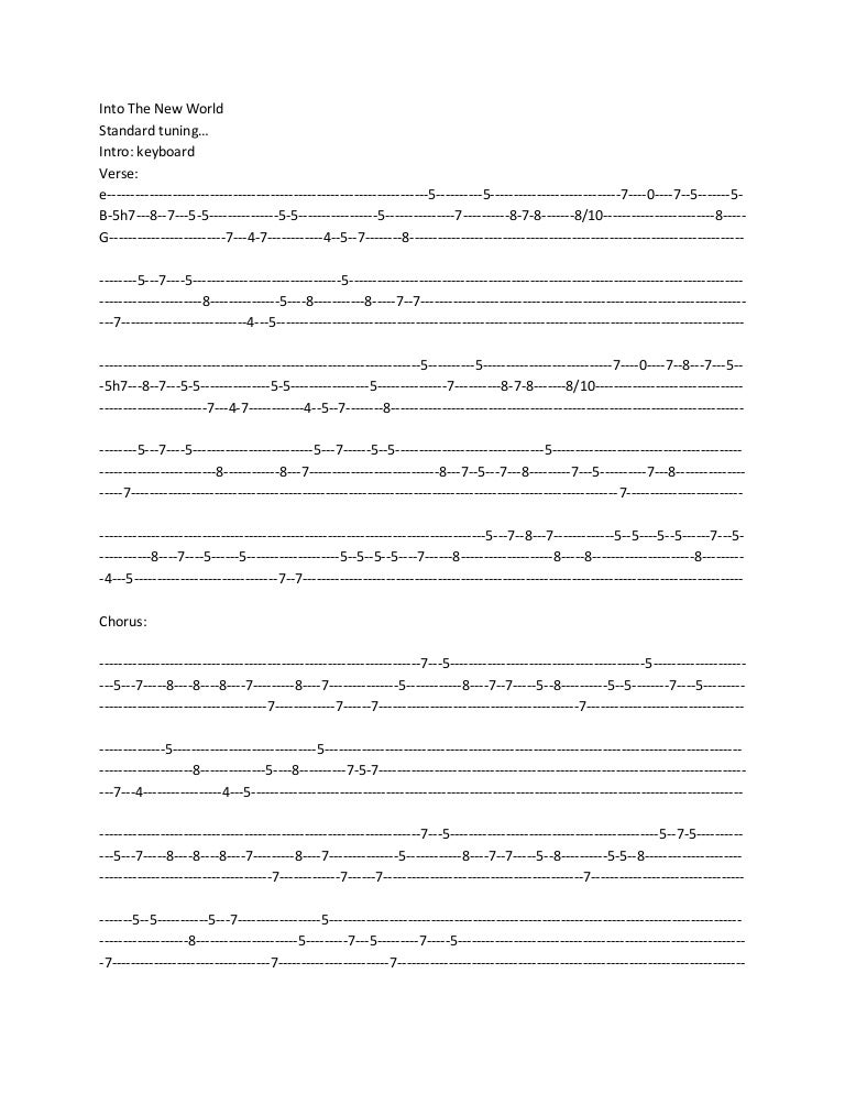 Into the new world guitar tabs