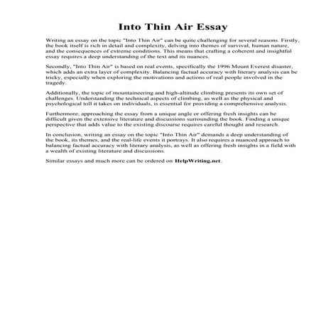 Into Thin Air Essay