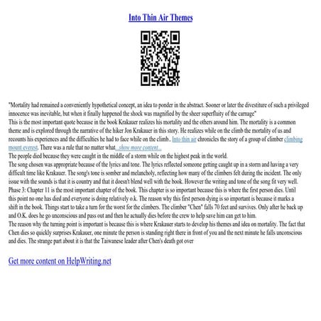 Into Thin Air Themes