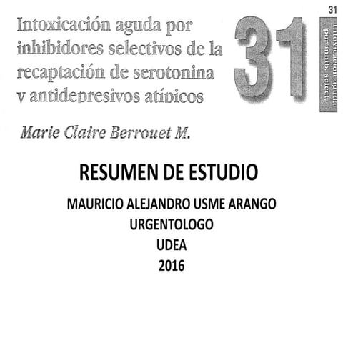 Intoxicacion Inhibidores de la recaptacion de serotonina 