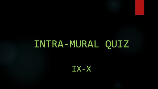 Intra Mural Quiz-Don Bosco Park Circus (Classes 9 & 10)