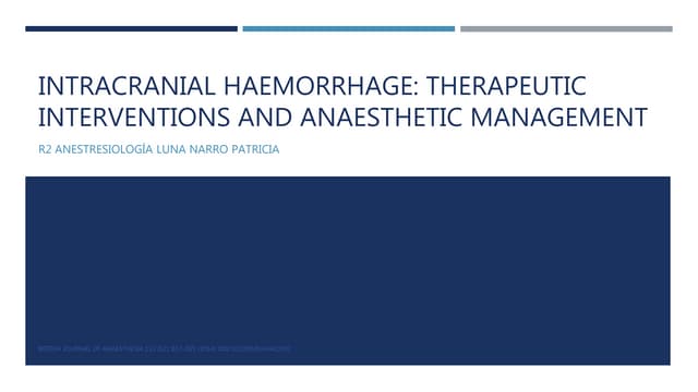 Intracranial Haemorrhage Ppt Intracranial Haemorrhage Ppt
