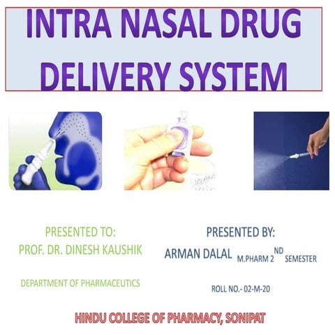 Intranasal drug delivery system