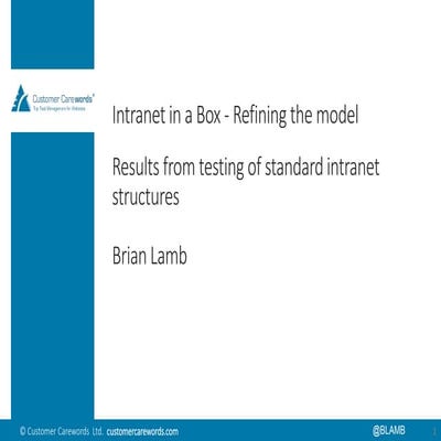 Intranet in a box refining the model | PPTX