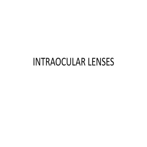 Intraocular lenses 