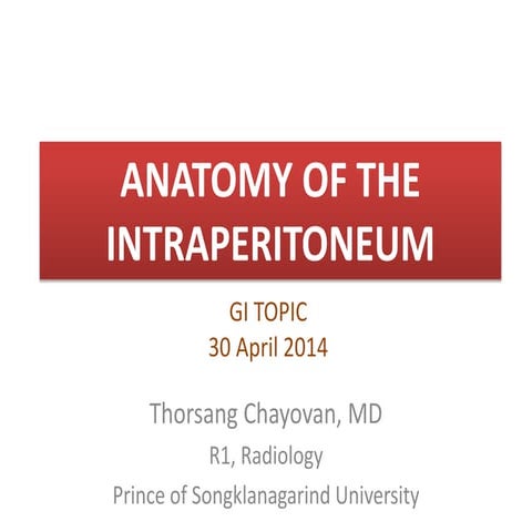 Intraperitoneal anatomy