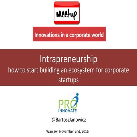 Intrapreneurship by Bartek Janowicz - meetup Warsaw 2016_11_02