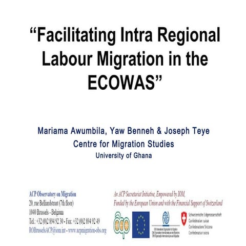 Intra regional labour migration  in ECOWAS