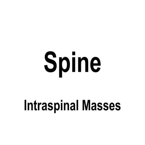 Diagnostic Imaging of Intraspinal Masses
