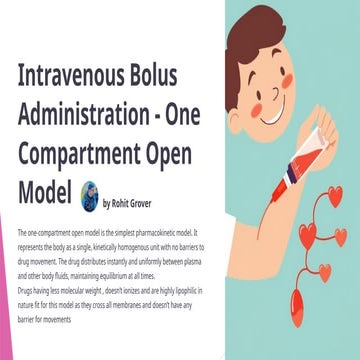 One Compartment Open Model (IV Bolus) B pharm , M pharm