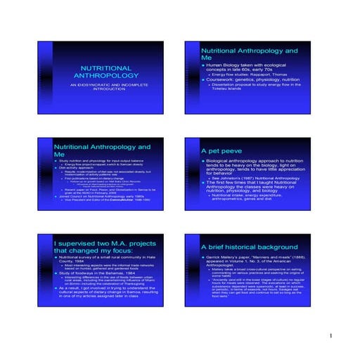 Nutritional Anthropology and Me