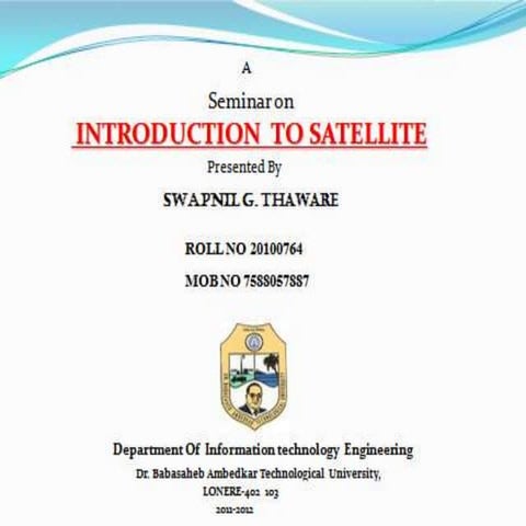 INTRODUCTION TO SATELLITE