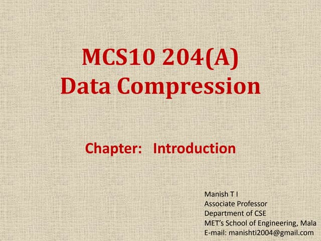 Introduction for Data Compression 