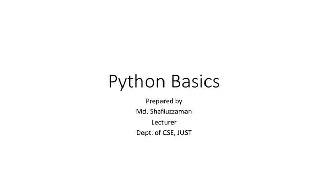 Introduction to Python Programming | PPT