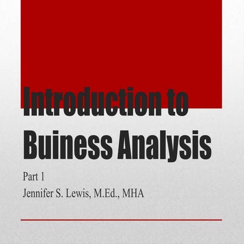 Intro to business analysis