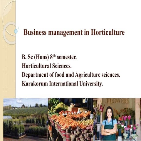 introduction to business management in horticulture in Pakistan