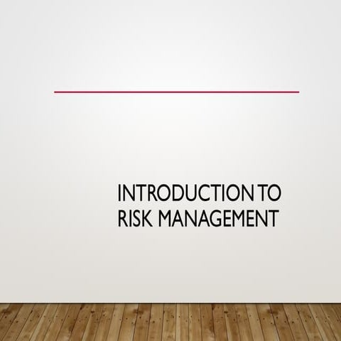 Introduction to Risk Management processes