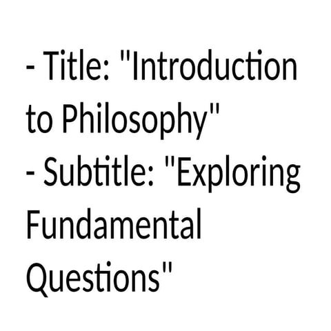 introduction to philosophy (senior high)