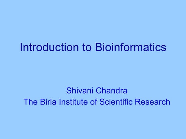 Intro bioinfo