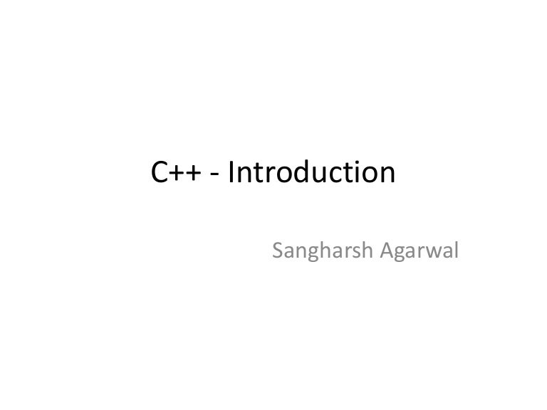 Introduction Of C++