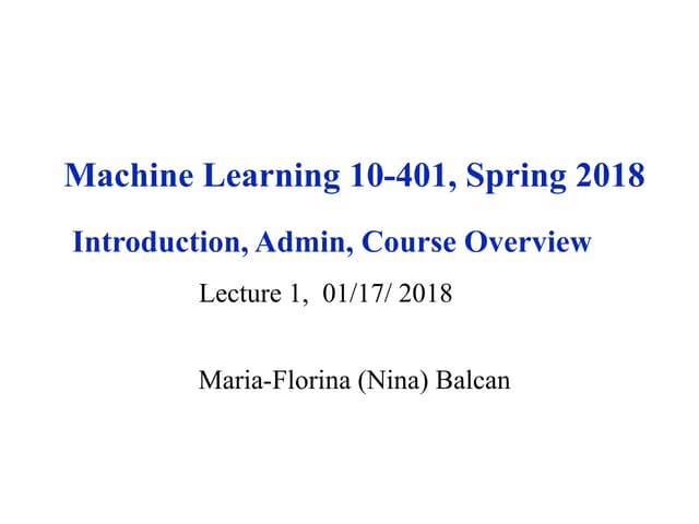 Introduction to Machine Learning Maria-Florina