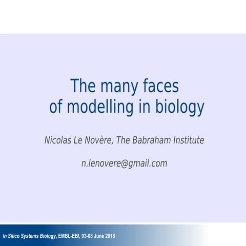 Modelling in Biology - WT/EBI course systems biology 2018