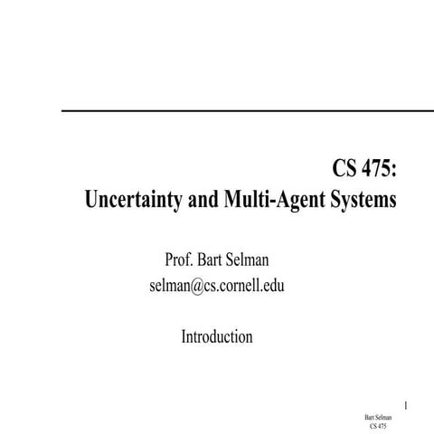 Comprehensive Introduction to Uncertainty and Multi-Agent Systems in AI ...