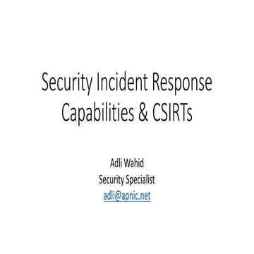 Introduction to CSIRTs