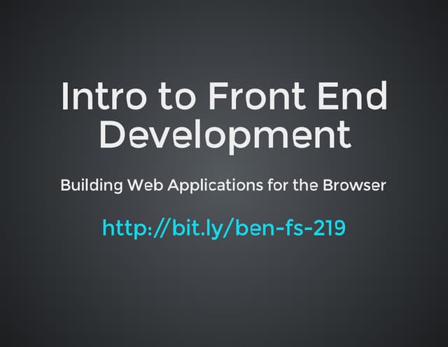 Intro to Front End Development with Angular + Firebase