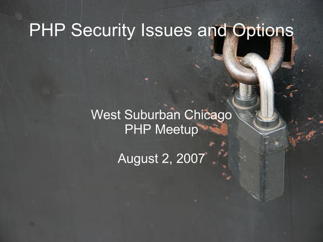 Intro to Php Security