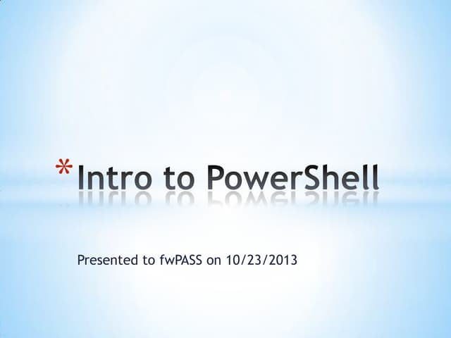Intro to Powershell