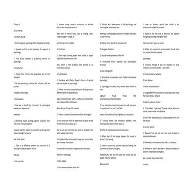 introduction to psychology notes and key points