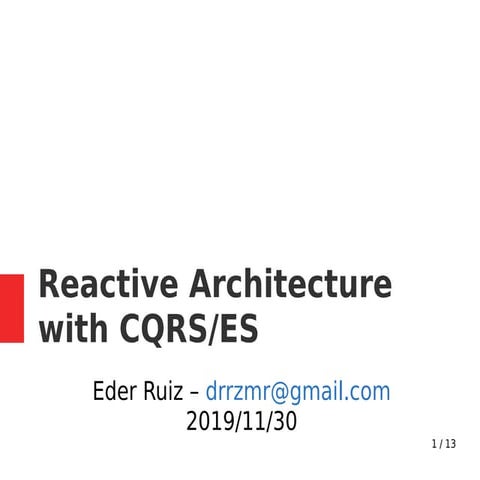 Into to Reactive Architecture with CQRS/ES | PPT