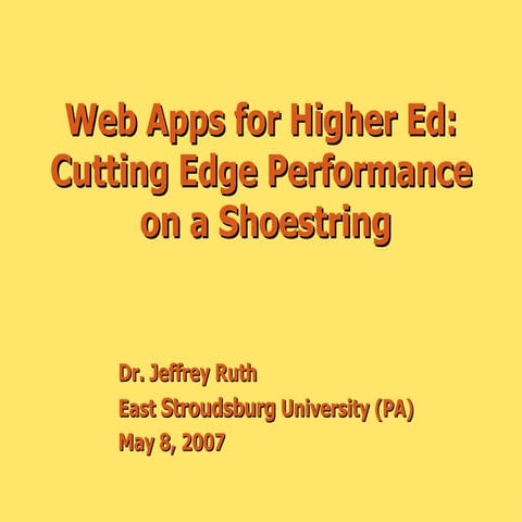 Intro to Using Low-cost Web Apps in Higher Ed
