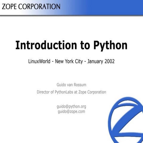 Introduction to Python Programming Language | PPT