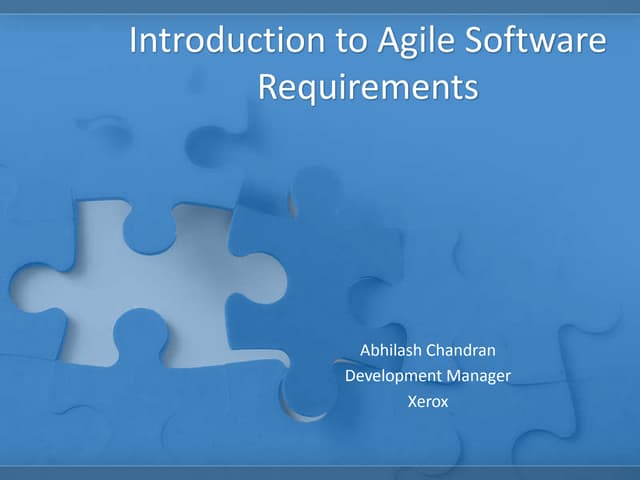 Introduction to Agile Requirements, Estimation  