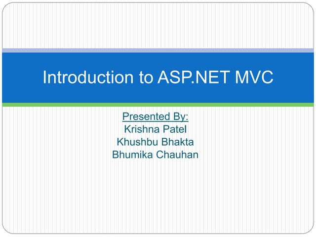 Intro ASP MVC