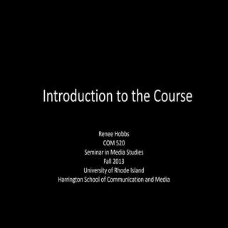 Seminar in Media Studies, Hobbs, We...
