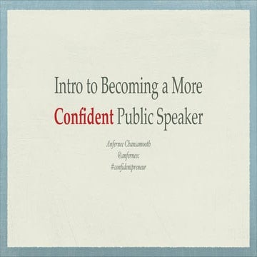Intro to Becoming a More Confident Public Speaker