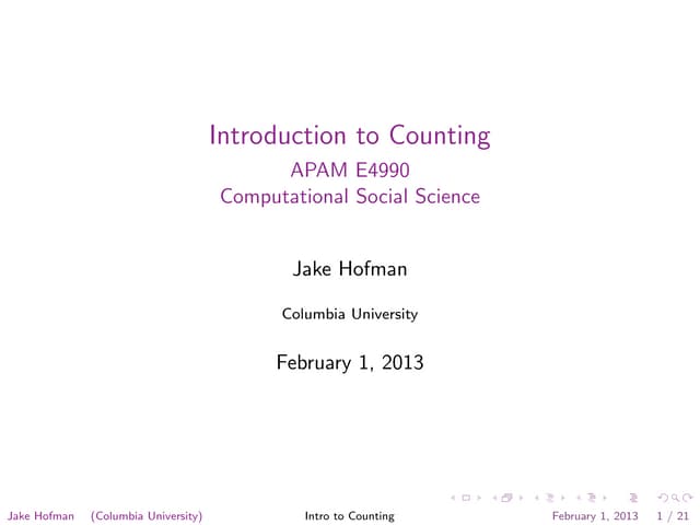 Computational Social Science, Lecture 02: An Introduction to Counting