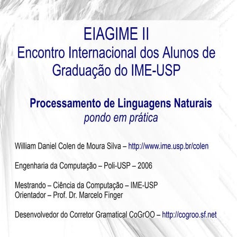 Mini-curso Processamento de linguagens naturais: pondo em prática 